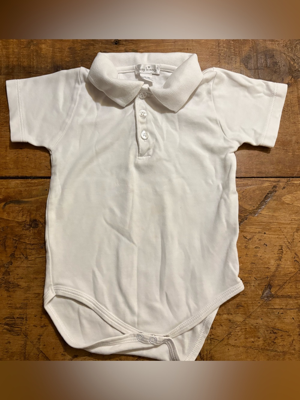 Kissy Kissy White Polo Collar Baby Onesie